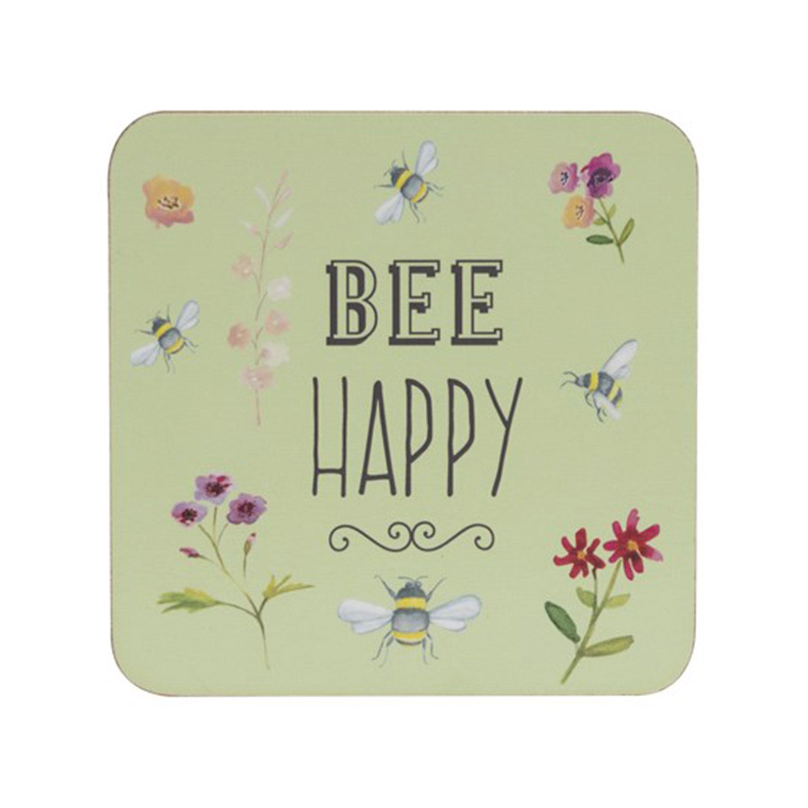 The English Tableware Company Bee Happy Set of 4 Coasters Green