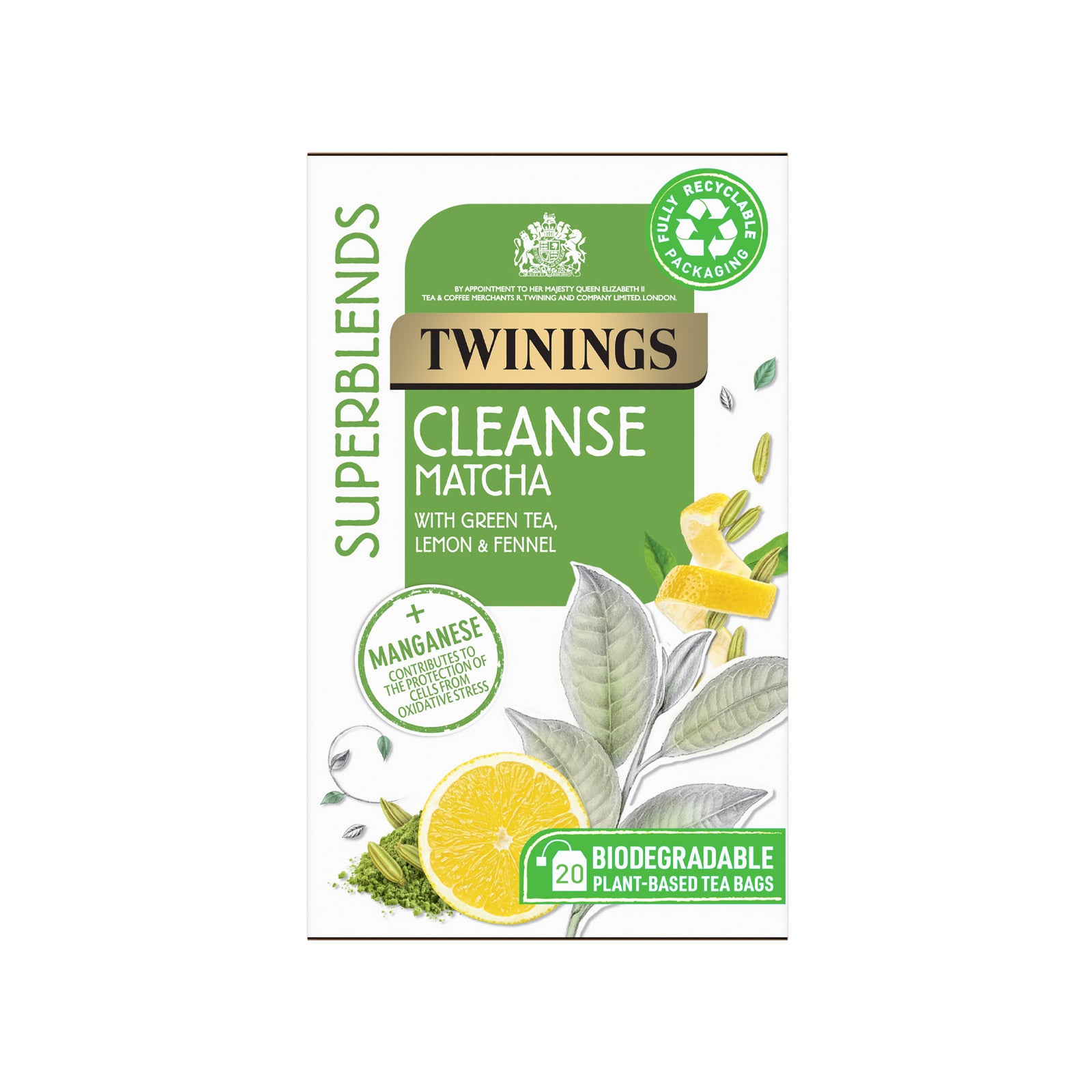 Twinings – Superblends Cleanse Matcha Tea – Green Tea, Lemon