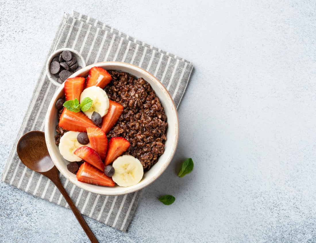 cosy spiced apple porridge with fruit topping