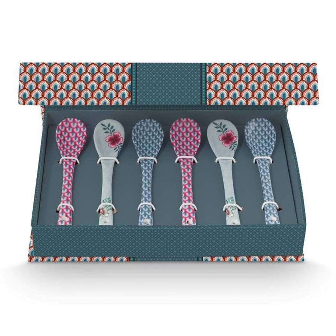 Pip Studio Oriental Flower Festival Set of 6 Teaspoons - Blue