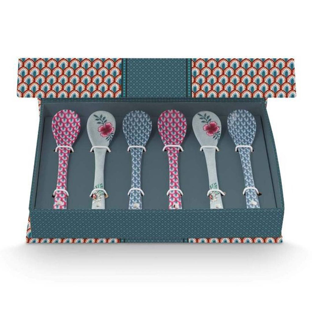 Pip Studio Oriental Flower Festival Set of 6 Teaspoons - Blue