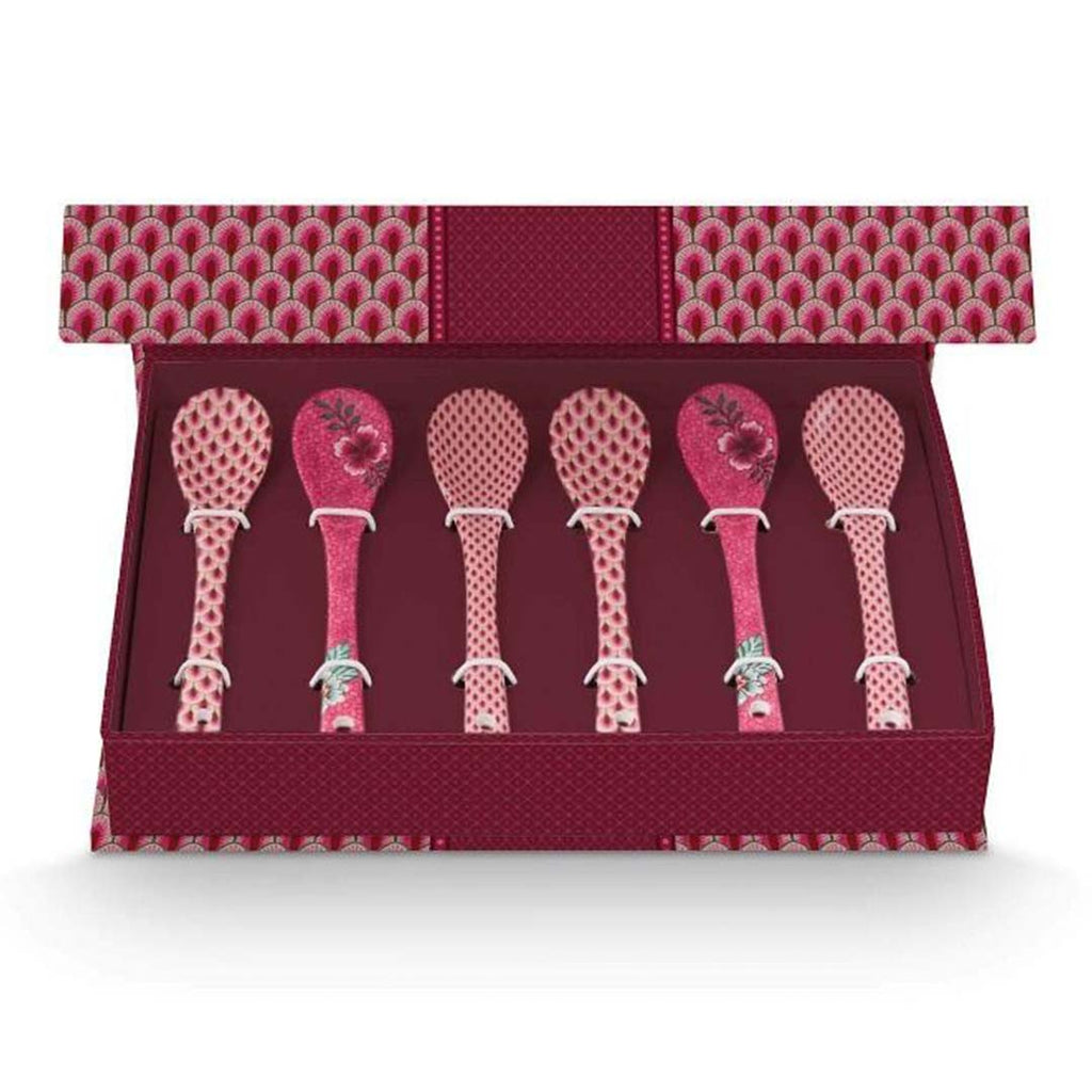 Pip Studio Oriental Flower Festival Set of 6 Teaspoons - Pink