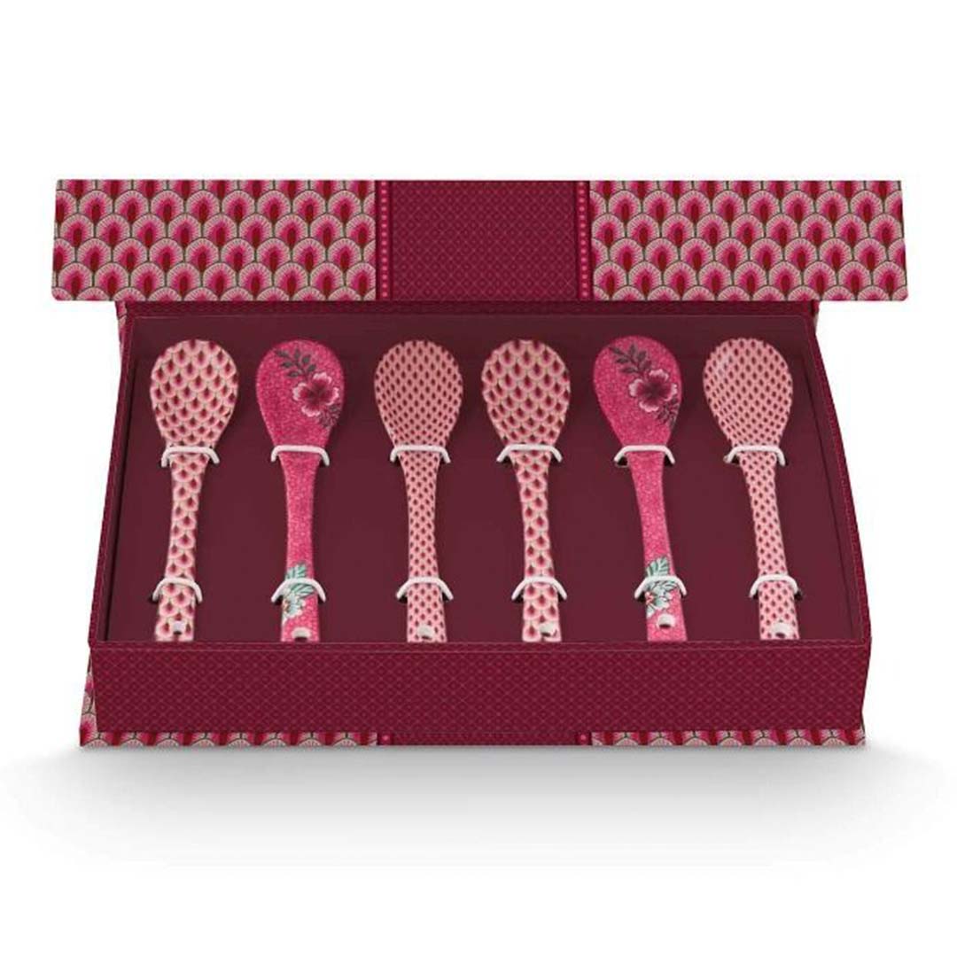 Pip Studio Oriental Flower Festival Set of 6 Teaspoons - Pink