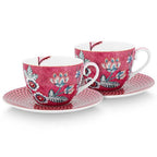 Pip Studio Flower Festival Set of 2 Cups & Saucers - Pink