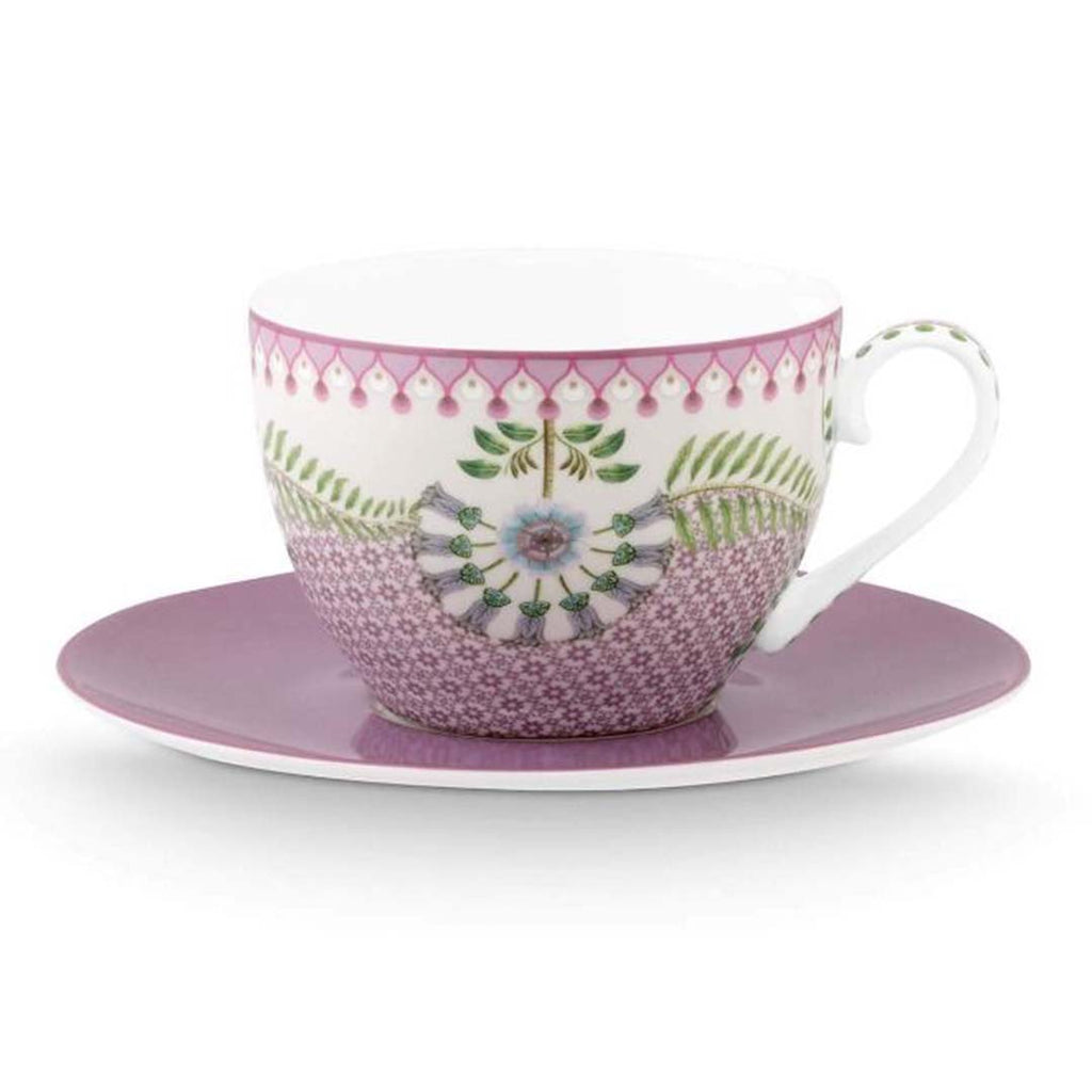 Pip Studio Lily & Lotus Tiles Cup & Saucer - Lilac