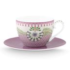 Pip Studio Lily & Lotus Tiles Cup & Saucer - Lilac