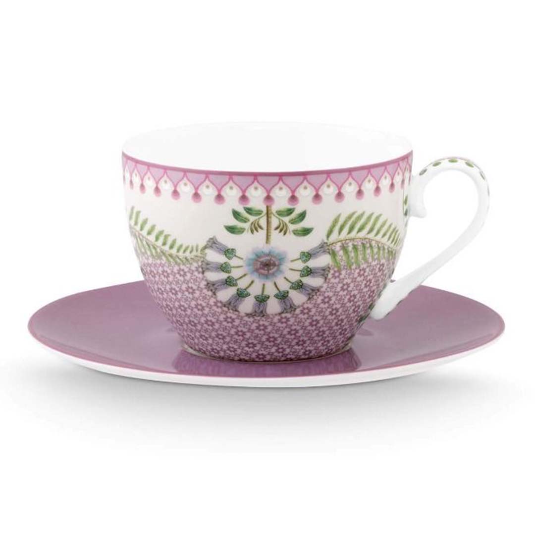 Pip Studio Lily & Lotus Tiles Cup & Saucer - Lilac