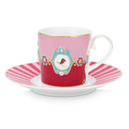 Pip Studio Love Birds Medallion Cup & Saucer - Red & Pink
