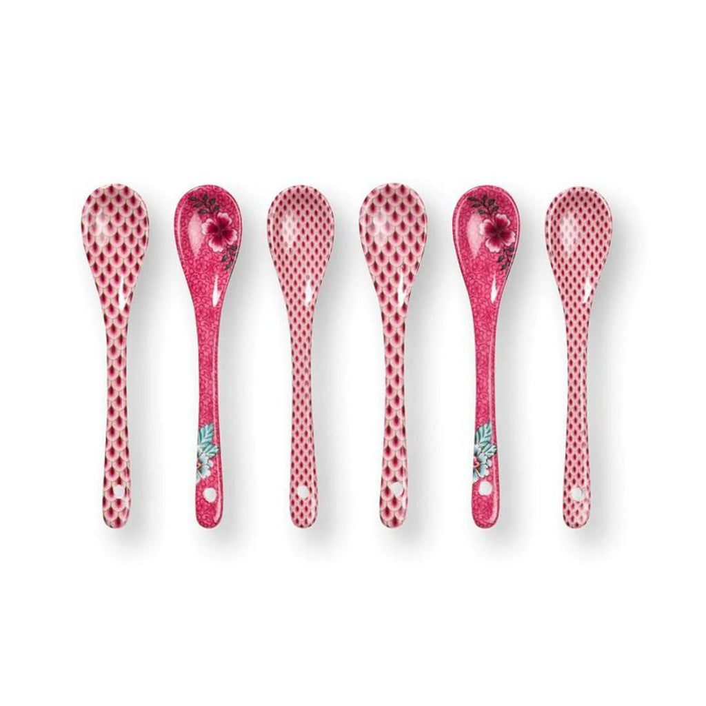 Pip Studio Oriental Flower Festival Set of 6 Teaspoons - Pink