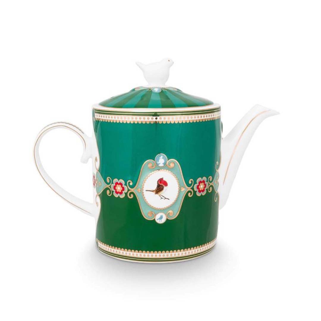 Pip Studio Love Birds Medallion 1.3L Teapot - Emerald Green