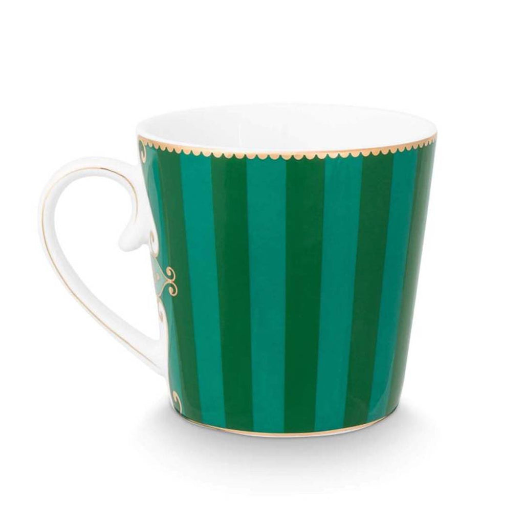 Pip Studio Love Birds Medallion Stripes Mug - Emerald Green