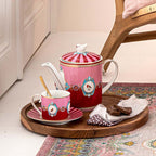 Pip Studio Love Birds Medallion Cup & Saucer - Red & Pink