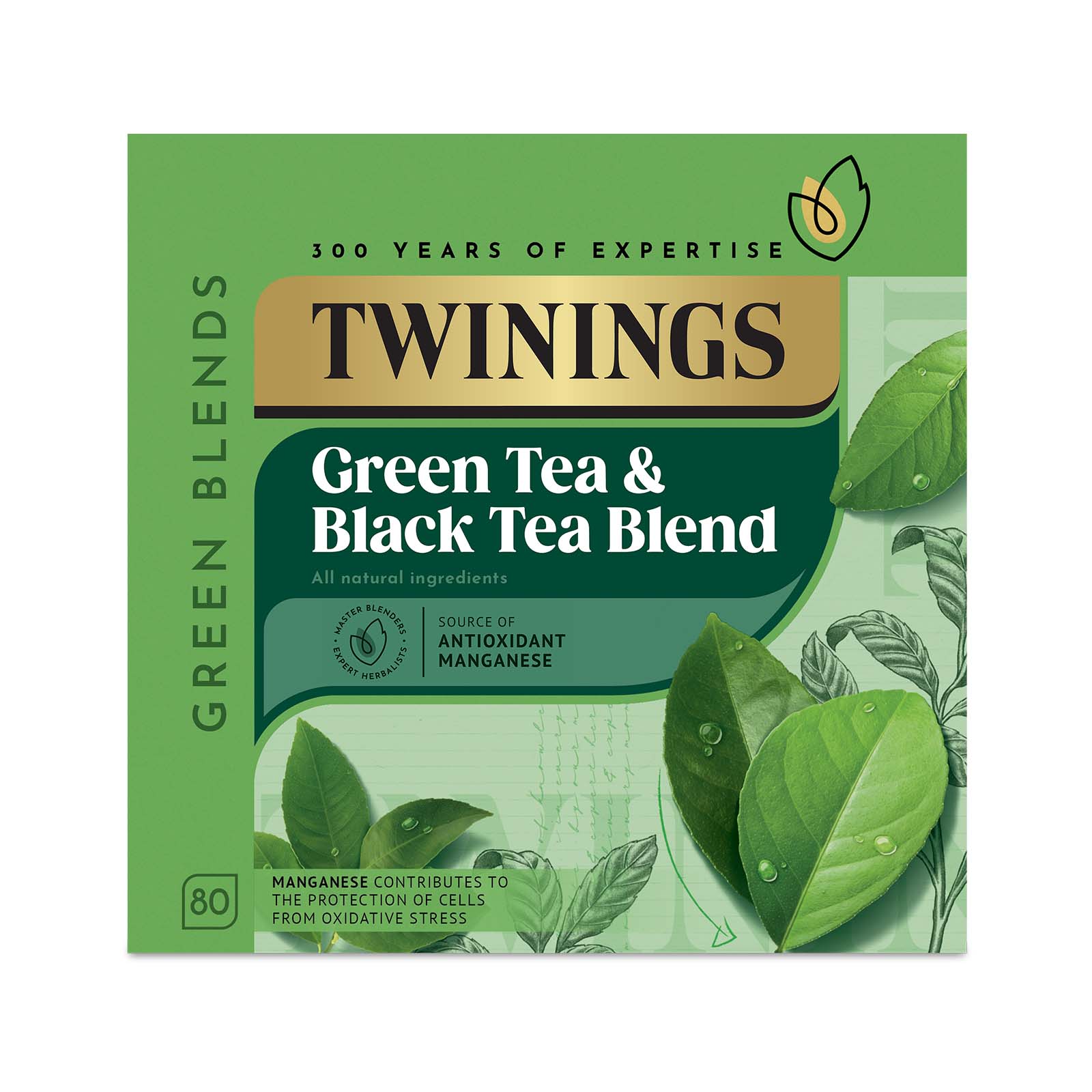 Twinings Green Tea & Black Tea Blend - 80 Tea Bags