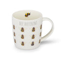 White barrel mug with all-over bee illustrations and ‘Bee Different’ slogan.