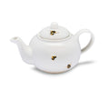 Bumblebee Teapot in white against white background 