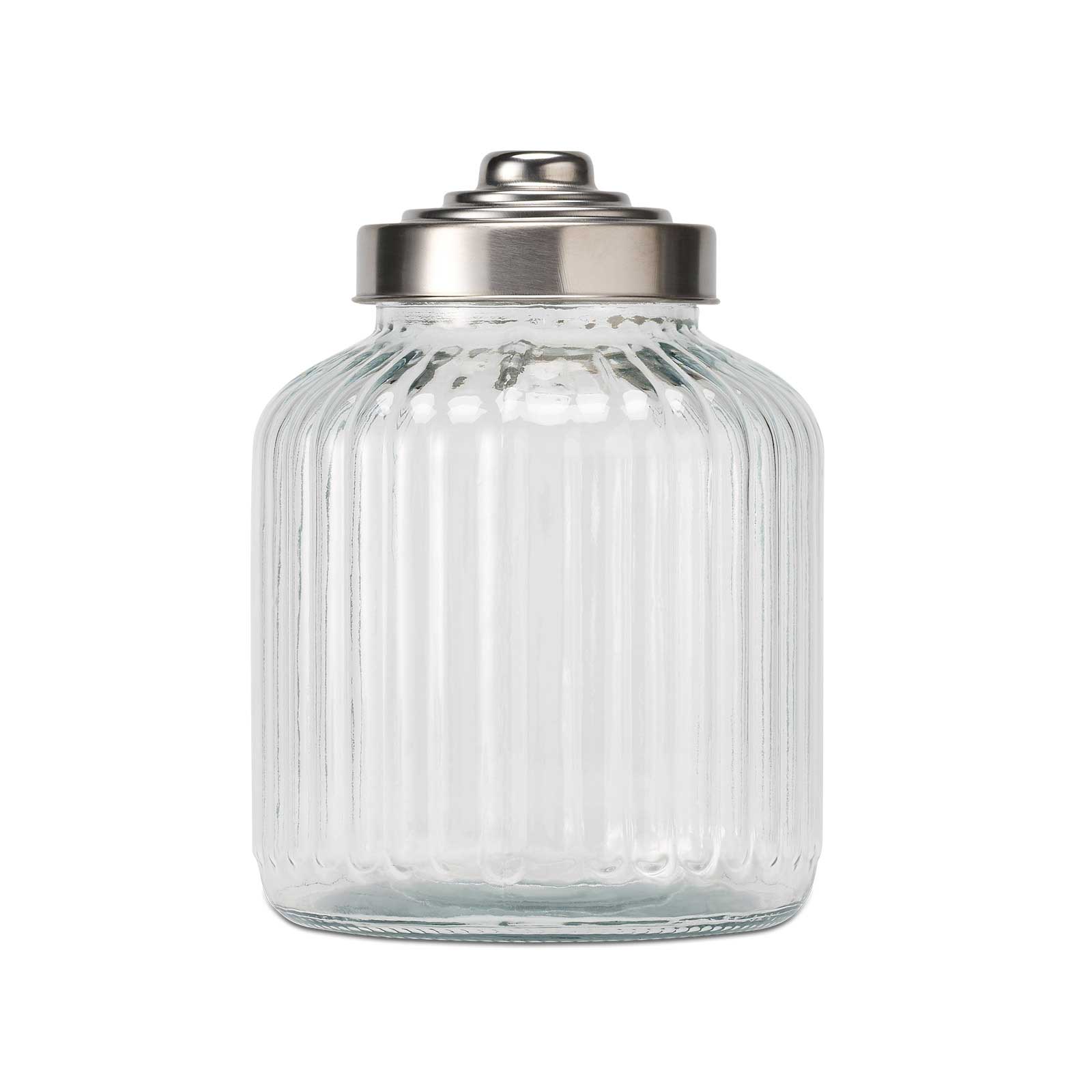 Large Ribbed Glass Jar - Empty