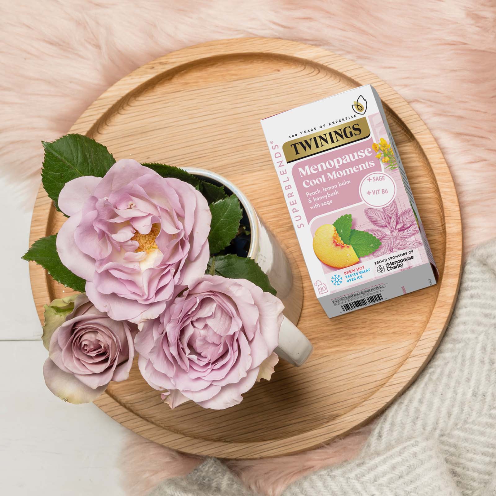 Superblends Menopause Tea Peach Lemon Balm Sage Green Tea Vitamin