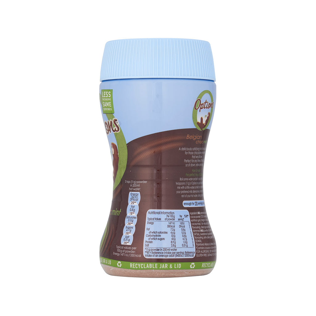 Options Belgian Choc Mint - 220g Jar