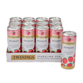 Twainings sparkling tea cans in a cardboard box on a white background