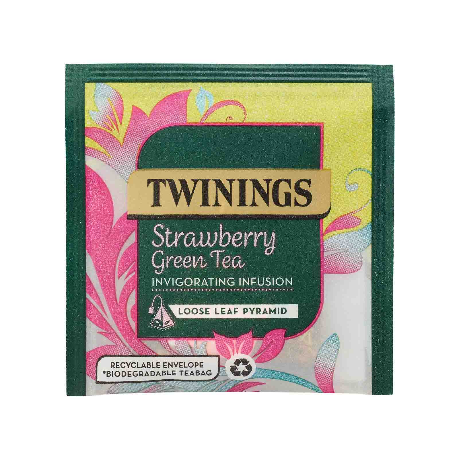 Strawberry Green Tea - 15 Pyramid Bags (Individually Wrapped)
