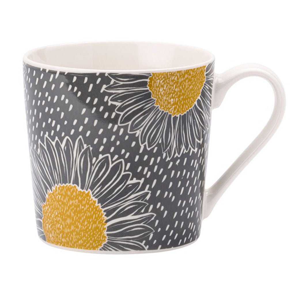 The English Tableware Company Artisan Grey Mug with Yellow Flower 