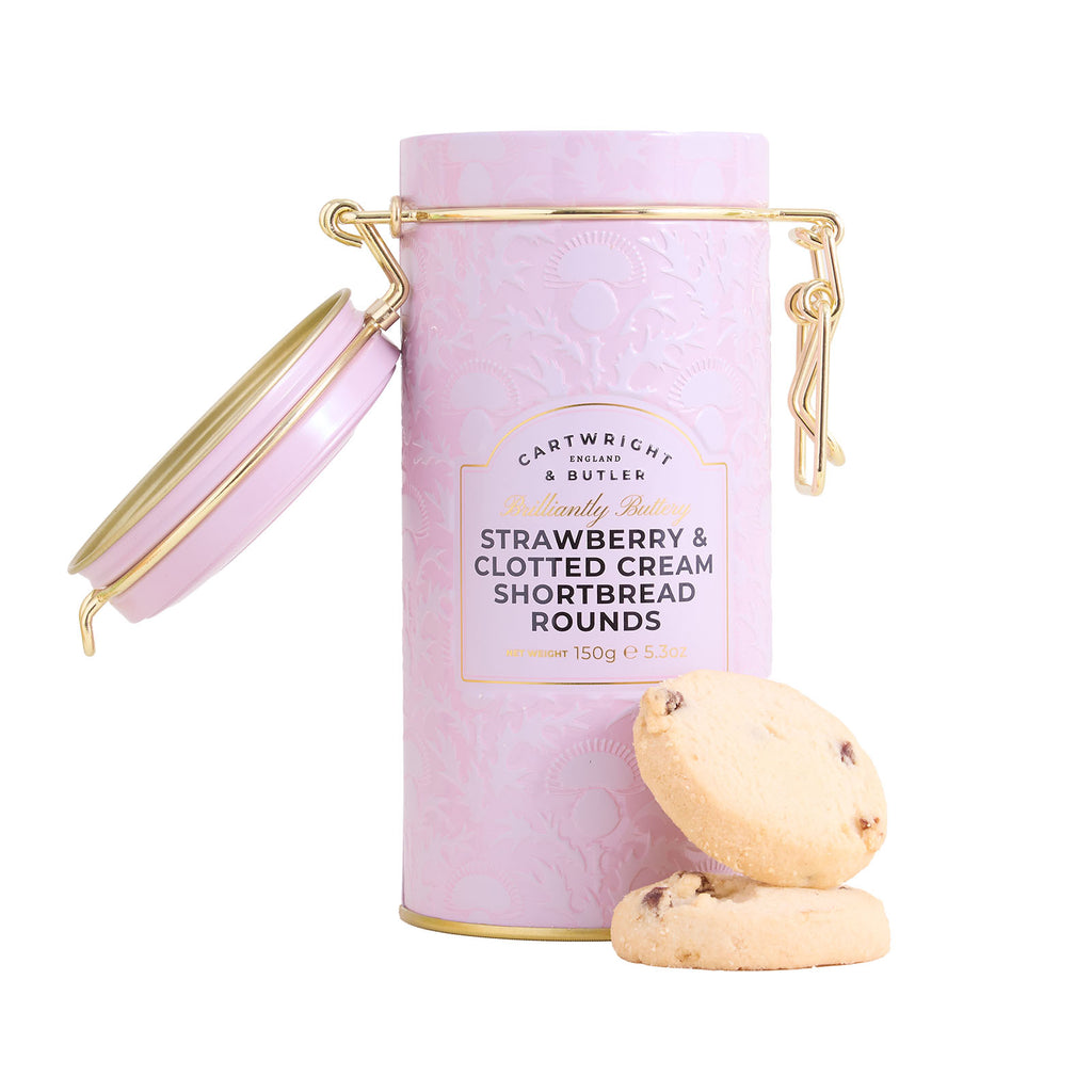 Cartwright & Butler Strawberry & Clotted Cream Shortbread Rounds in Tin