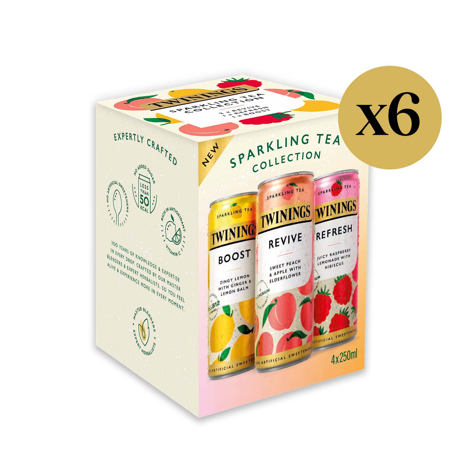 Box of 4 sparkling teas with x6 logo