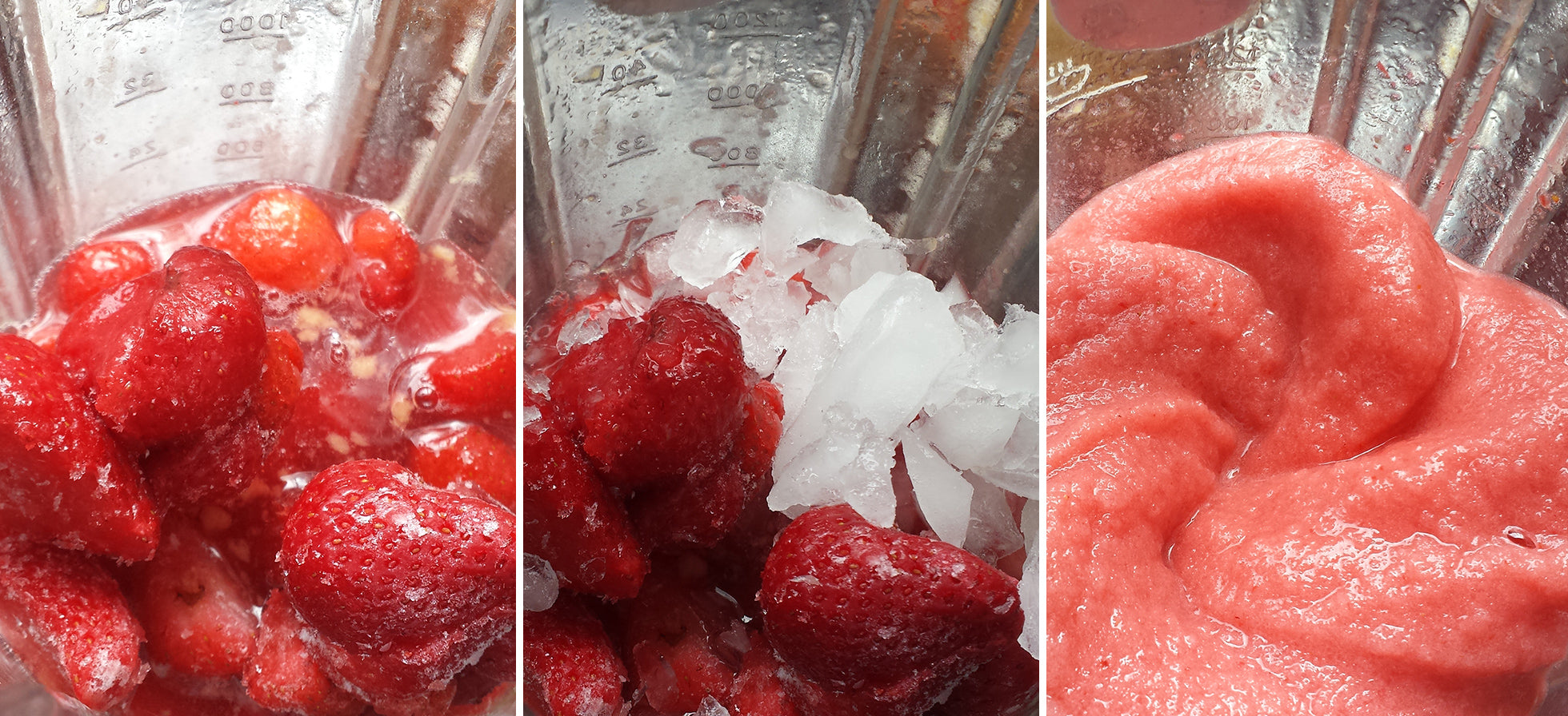 Blend the frozen strawberries