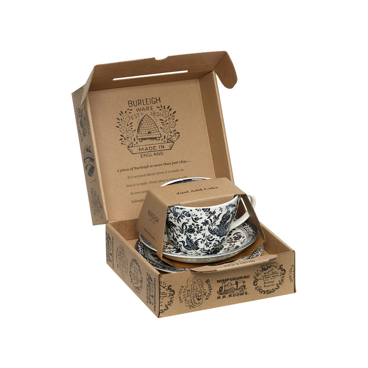 Burleigh Regal Peacock Breakfast 3 Piece Gift Set Black Twinings