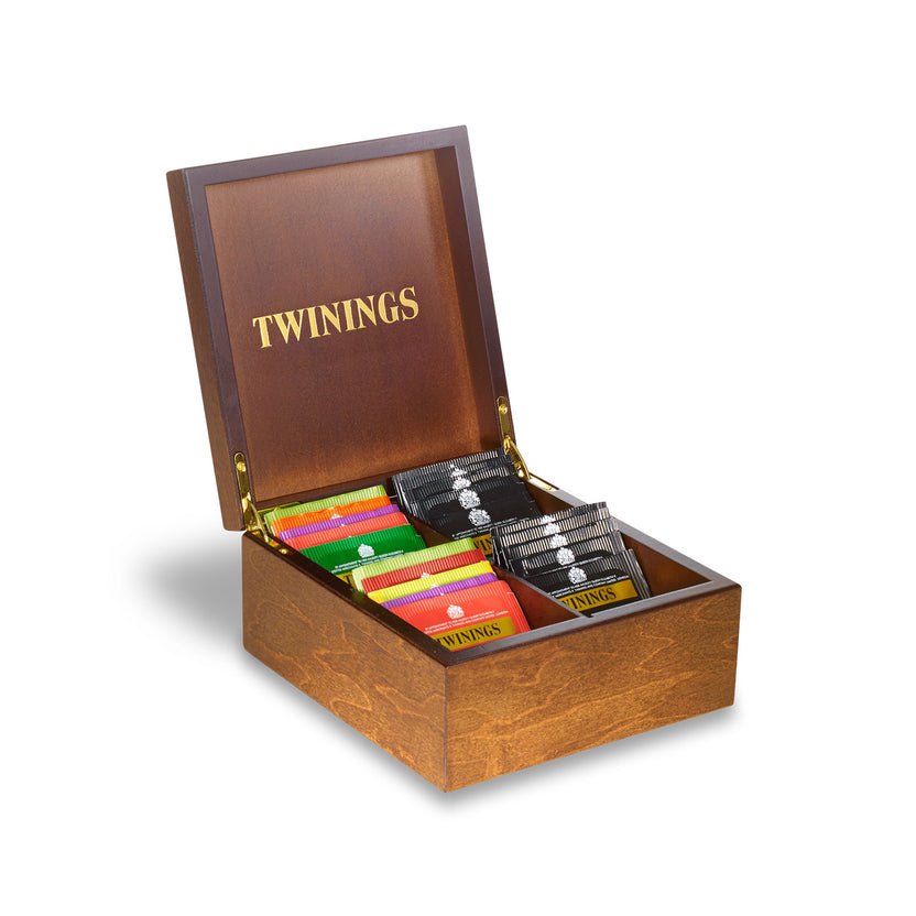Twinings Deluxe Wooden Tea Box - 4 Compartment Filled