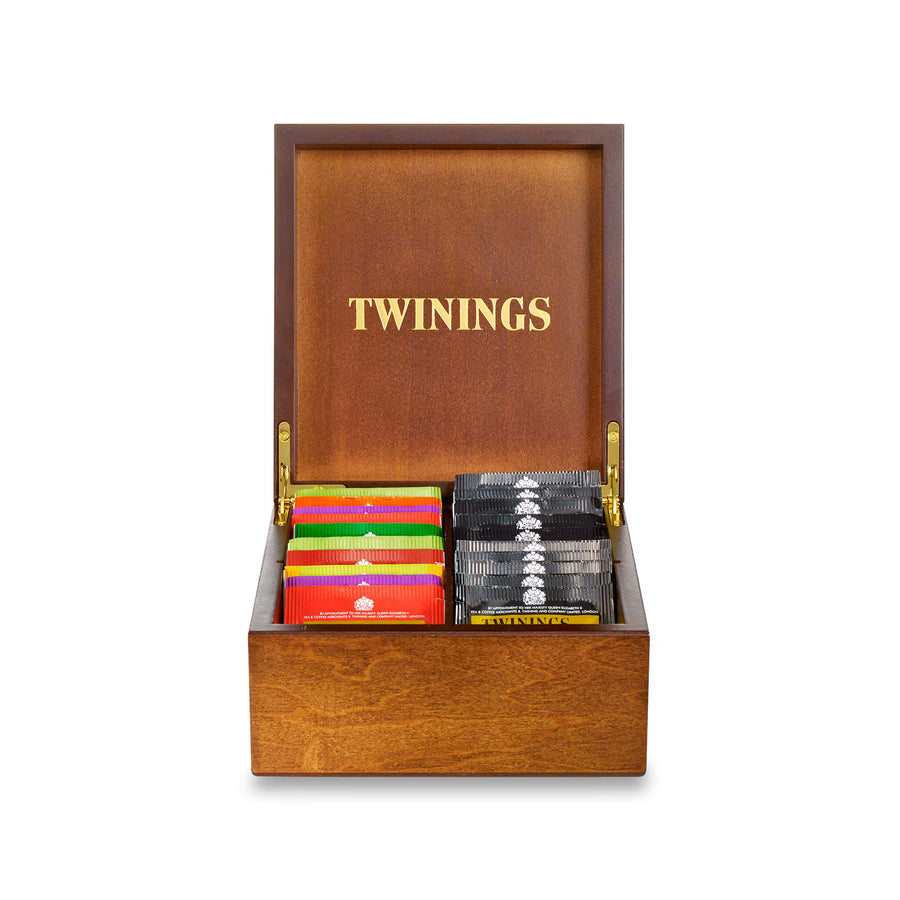Twinings Deluxe Wooden Tea Box 4 Compartment Filled