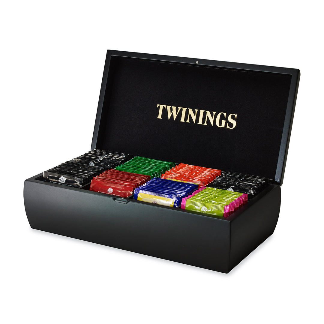 Twinings Black Wooden Tea Box - 8 Compartment Filled