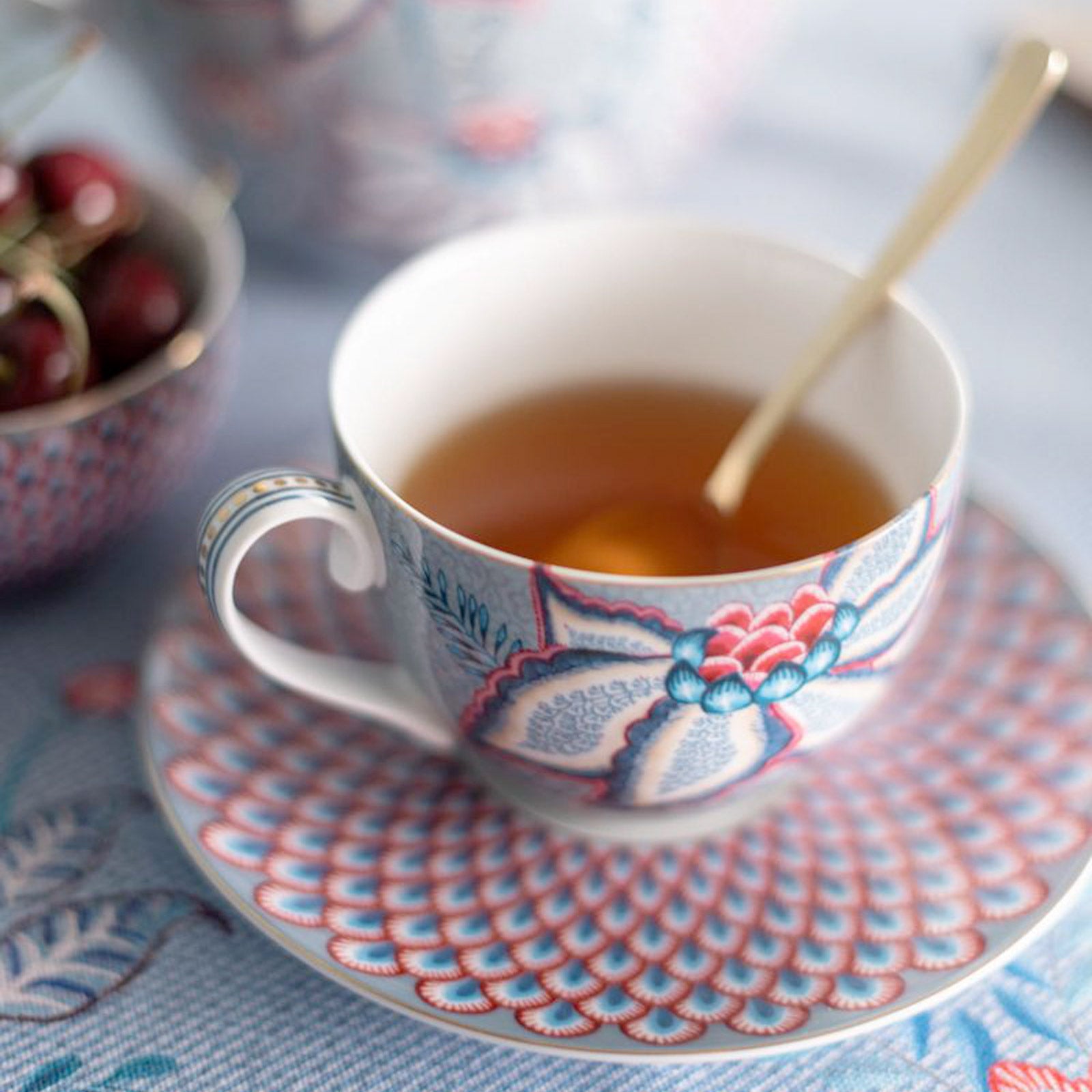 Pip Studio Flower Festival Cup & Saucer - Light Blue