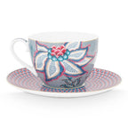 Pip Studio Flower Festival Cup & Saucer - Light Blue