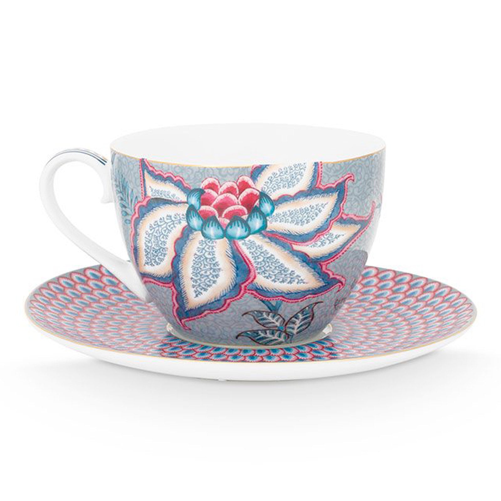 Pip Studio Flower Festival Cup & Saucer - Light Blue