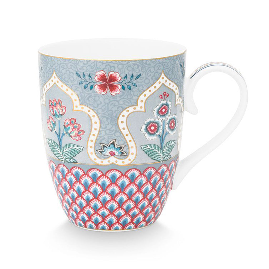 Pip Studio Flower Festival Scallop Deco Mug - Light Blue