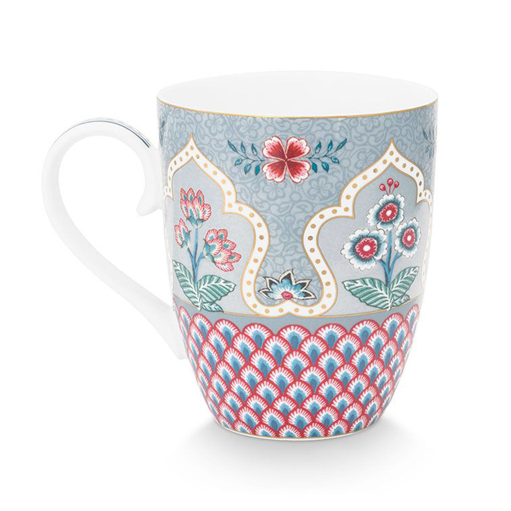 Pip Studio Flower Festival Scallop Deco Mug - Light Blue