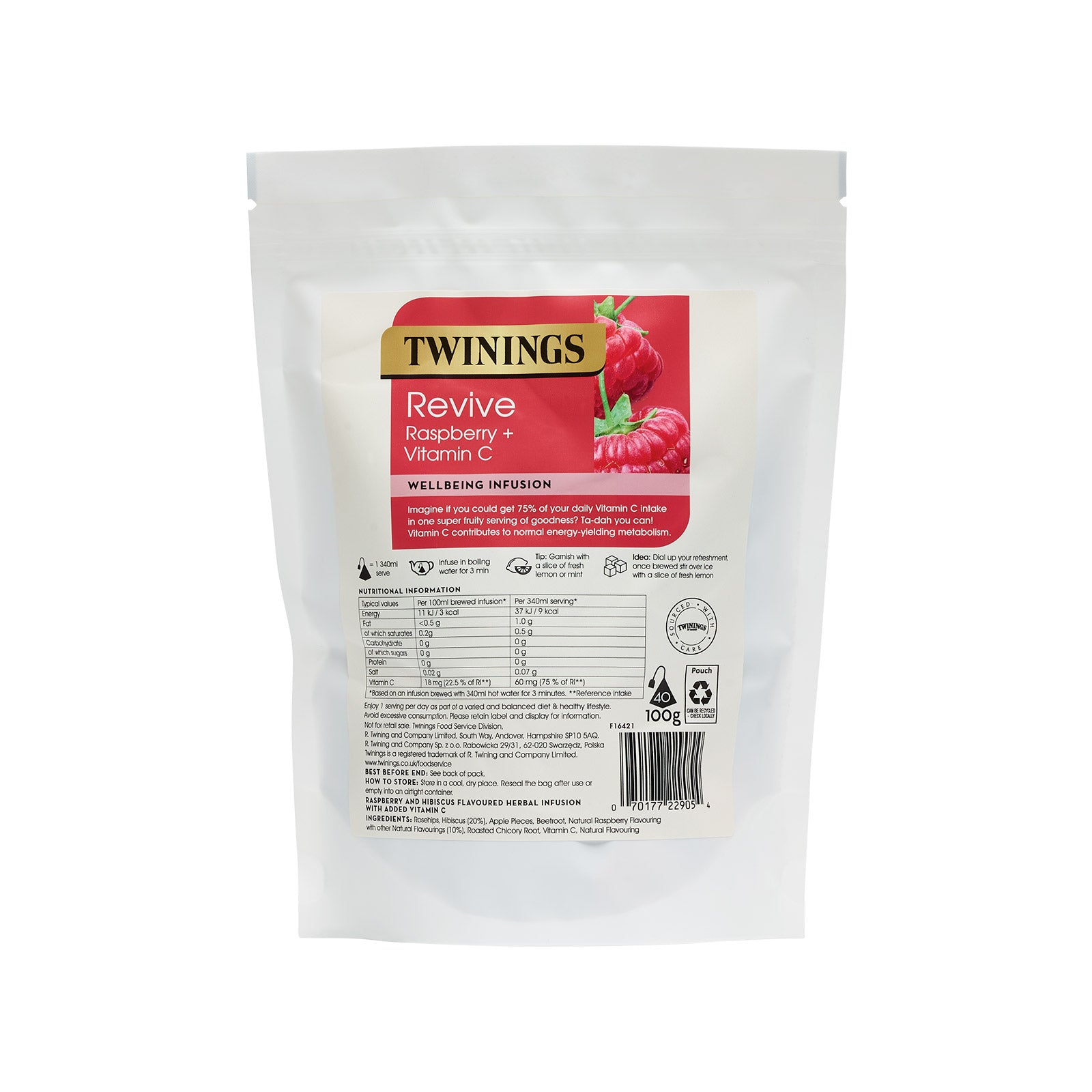 Revive Raspberry & Vitamin C - 40 Loose Pyramid Tea Bags
